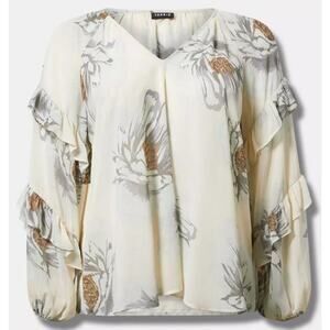 Torrid Floral Chiffon Blouse 4X 26 Ruffle Sleeve Boho Sheer Top NWT